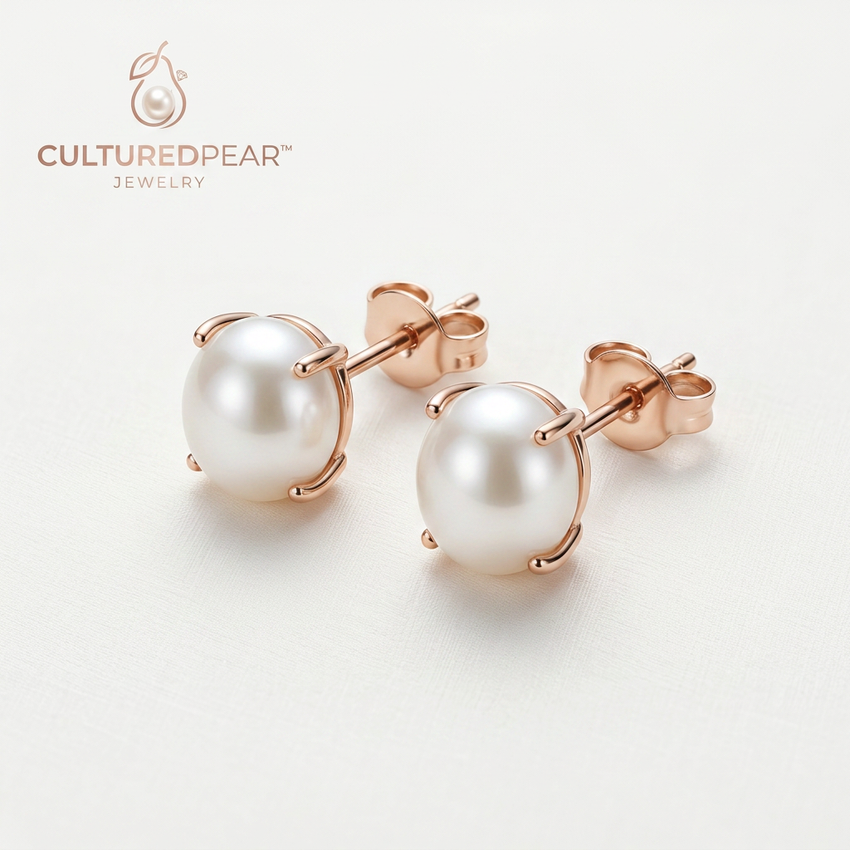 Culturedpear™ Classic Rose Pearl Stud Earrings